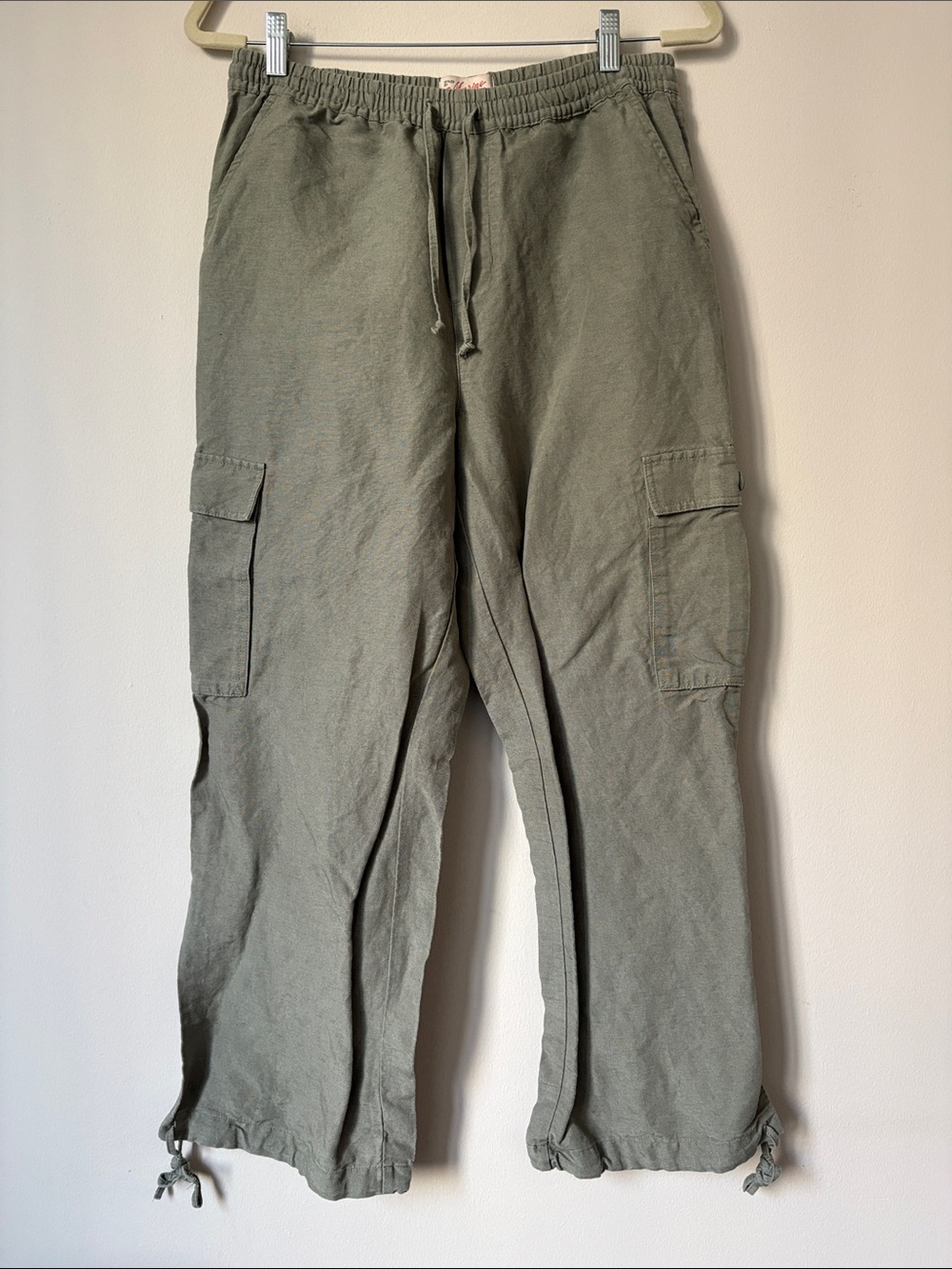Marine Layer Olive Green Cargo Pants with Drawstring Ankles
